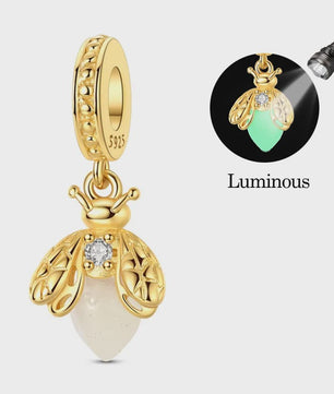 925 Sterling Zilveren Bedel: Gouden Strik met Roze Hart & Kruis met Oog van Horus