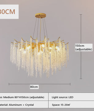 Luxe Kristallen Kroonluchter met LED - Goudkleurig - Verstelbaar - Perfect voor Woon- en Slaapkamer