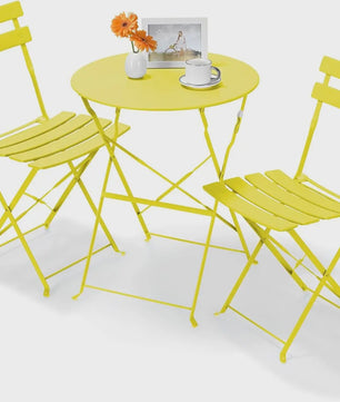 Inklapbare Bistro Set 3-delig Staal - Tuin, Balkon & Terras Meubilair