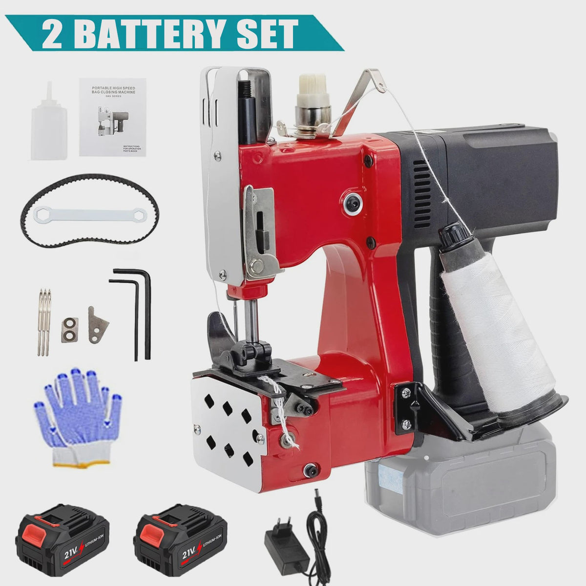 Draagbare Elektrische Naaimachine 21V - Snel, Automatisch, Incl. 2 Batterijen