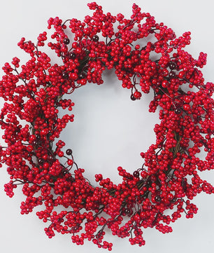 Handgemaakte Kerstkrans met Rode Bessen voor Buiten - Winter Decoratie