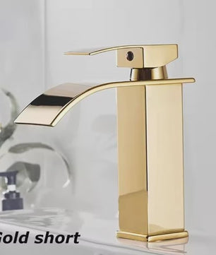 Moderne Waterval Kraan Zwart - RVS Wastafelkraan met Warm & Koud Water