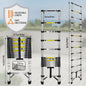 2.6M-6.3M Telescopische Ladder van Roestvrij Staal met Afneembare Haken & Stabilisator Bar - EN131 Gecertificeerd, 150kg Max