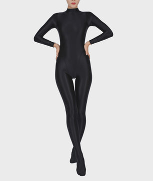 Dames Full Body Jumpsuit met Voetjes - Lange Mouwen, Strakke Sport Bodysuit voor Yoga & Gym