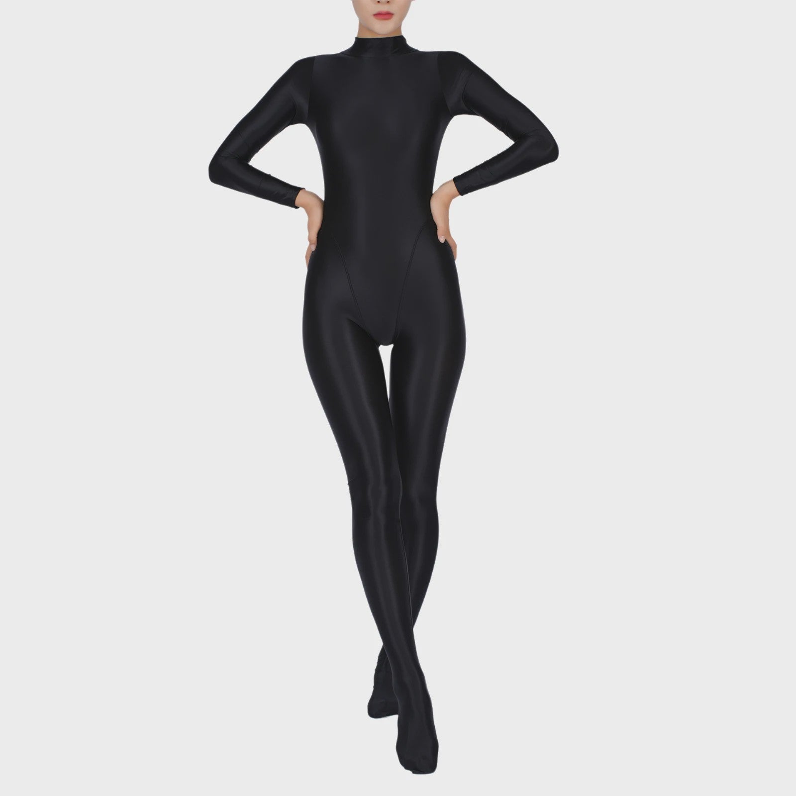 Dames Full Body Jumpsuit met Voetjes - Lange Mouwen, Strakke Sport Bodysuit voor Yoga & Gym