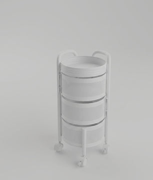 Draaibare Keuken Trolley 3-5 Laags - Carbon Staal Mesh Opbergrek met Wielen & Deksel