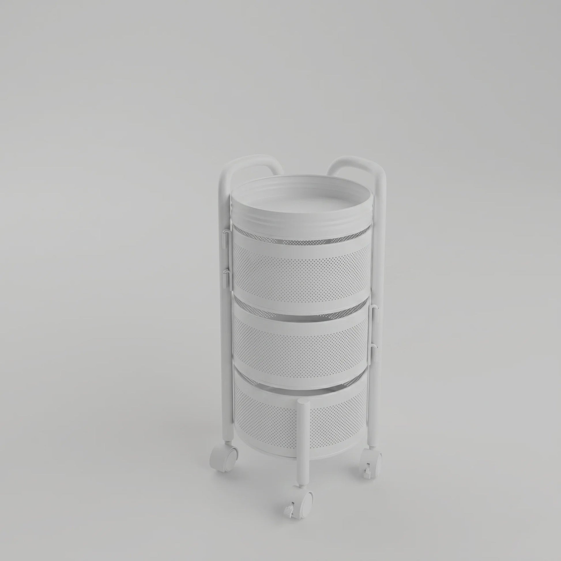Draaibare Keuken Trolley 3-5 Laags - Carbon Staal Mesh Opbergrek met Wielen & Deksel