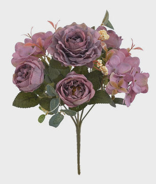 Retro Zijden Bloemenboeket: Vintage Rozen, Hortensia & Pioen voor Bruid & Decoratie