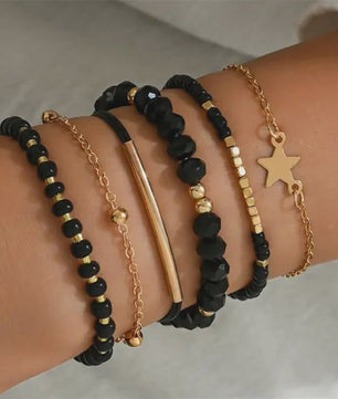 Set van 4 Bohemia Stijl Armbanden met Schelp & Zirkonia - Zomerse Beach Vibes
