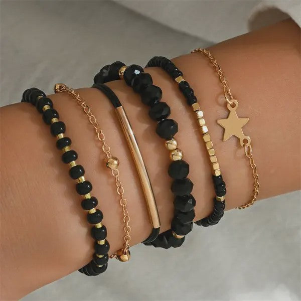 Set van 4 Bohemia Stijl Armbanden met Schelp & Zirkonia - Zomerse Beach Vibes