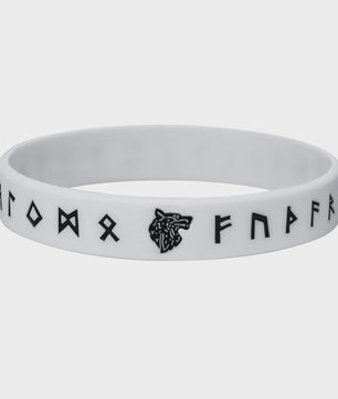 Mprainbow Heren Viking Rune Armband - Wolf Design, Zwart/Wit Siliconen Polsband