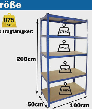 DayPlus Storage Shelving Heavy Duty Adjustable Boltless Garage Metal Shelf, Workshop Shelf, Max Load 875kg,Easy Installation