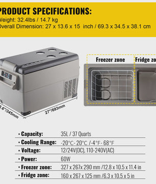 Draagbare Compressor Koelkast/Vriezer 20L-55L - Ideaal voor Auto, Camping & Boot