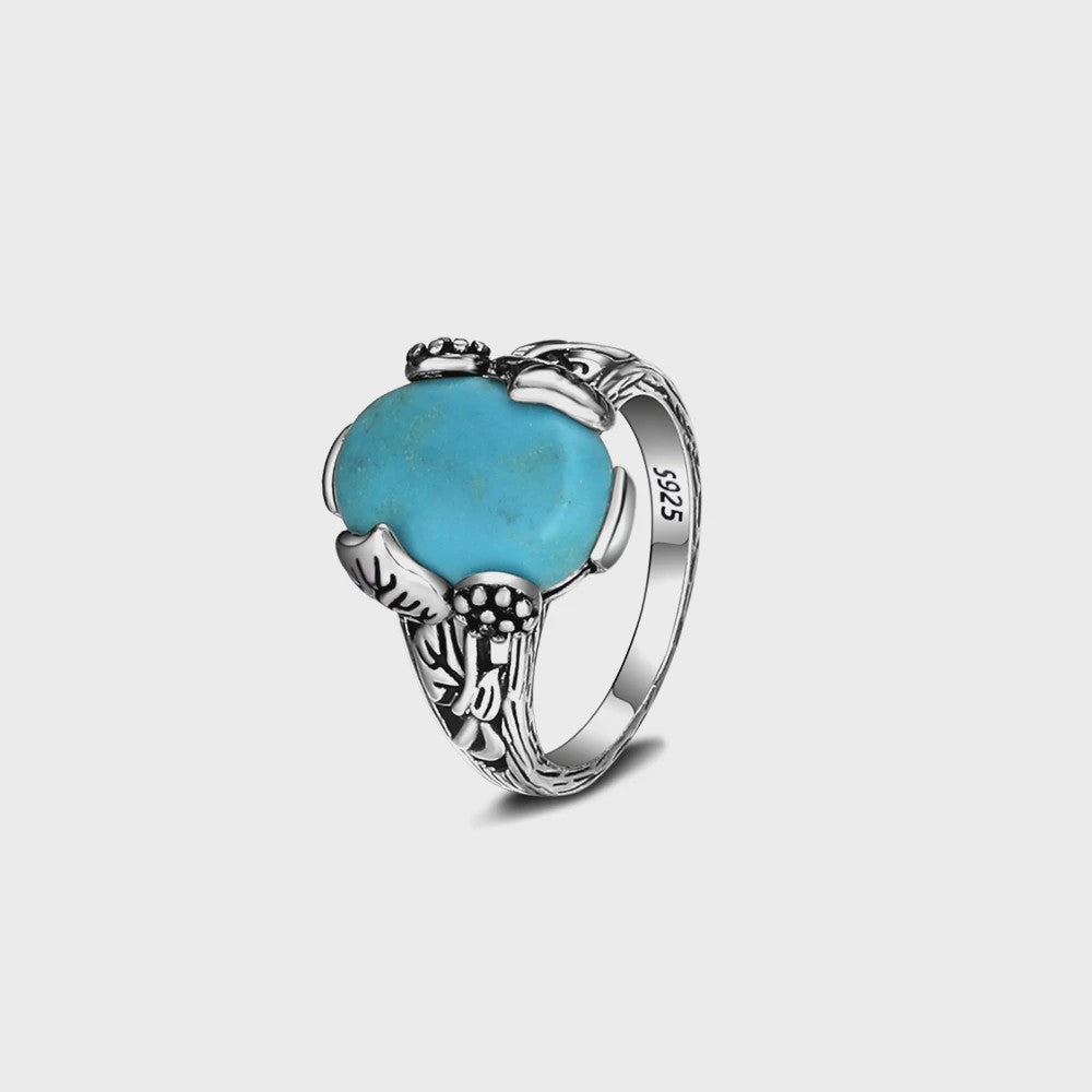 S925 Zilveren Ring met Ovaal Natuurlijke Turkoois - Fijne Sieraden voor Dames en Heren