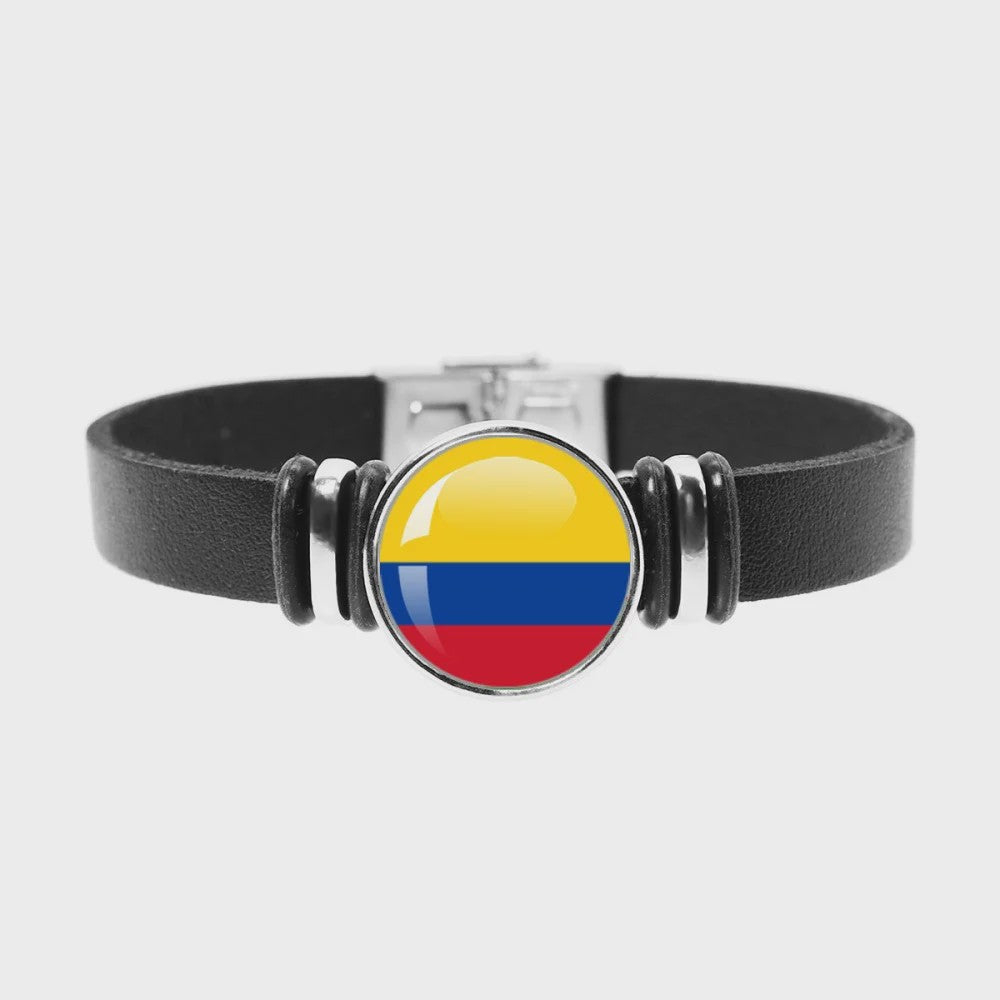 Leren Armband met Vlag van [Land] - Stijlvolle Bangle voor Dames en Heren