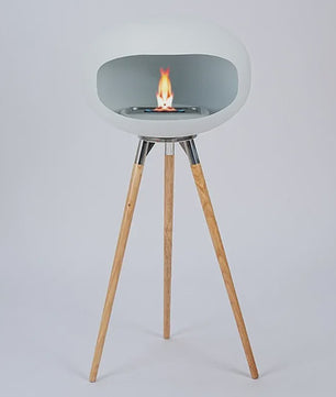 Moderne Design Bio-ethanol Haard op Houten Poten - Stijlvolle Sfeerhaard