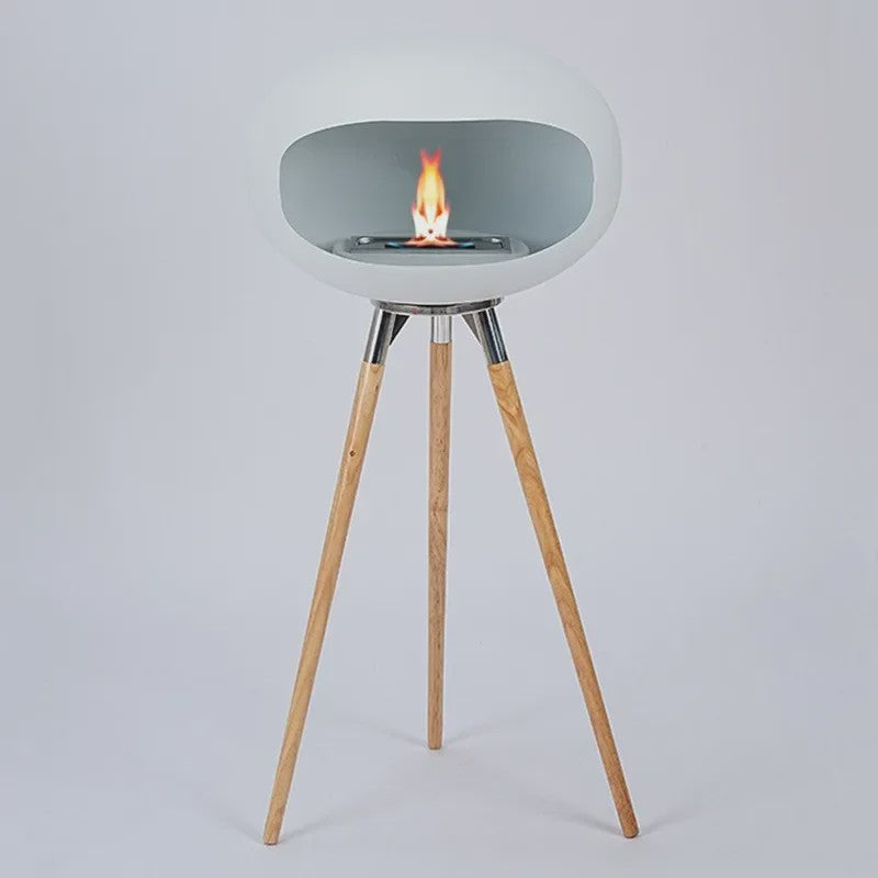 Moderne Design Bio-ethanol Haard op Houten Poten - Stijlvolle Sfeerhaard