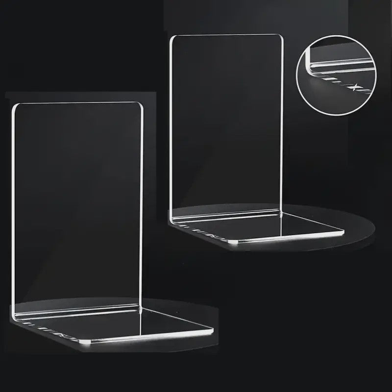 8x Stevige Doorzichtige Boekensteunen - Ideale Organizer voor Boeken, Films & CD's