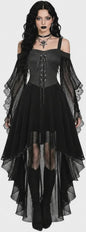 Gothic Heksenjurk Dames - Middeleeuwse Vampier Stijl met Vlinder Mouwen & Kant