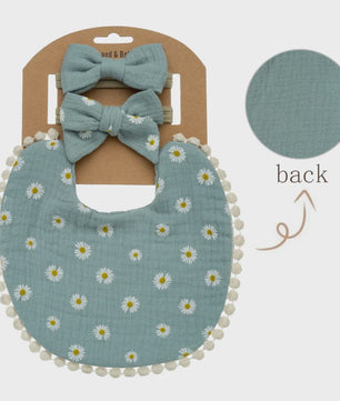 Babyset: 3x Babyluiers met Strik Haarbandjes - Bloemenprint & Pompons