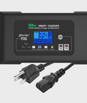 HTRC 35A Slimme Acculader 12V/24V voor Auto, Motor, Vrachtwagen - AGM, GEL, LCD Display