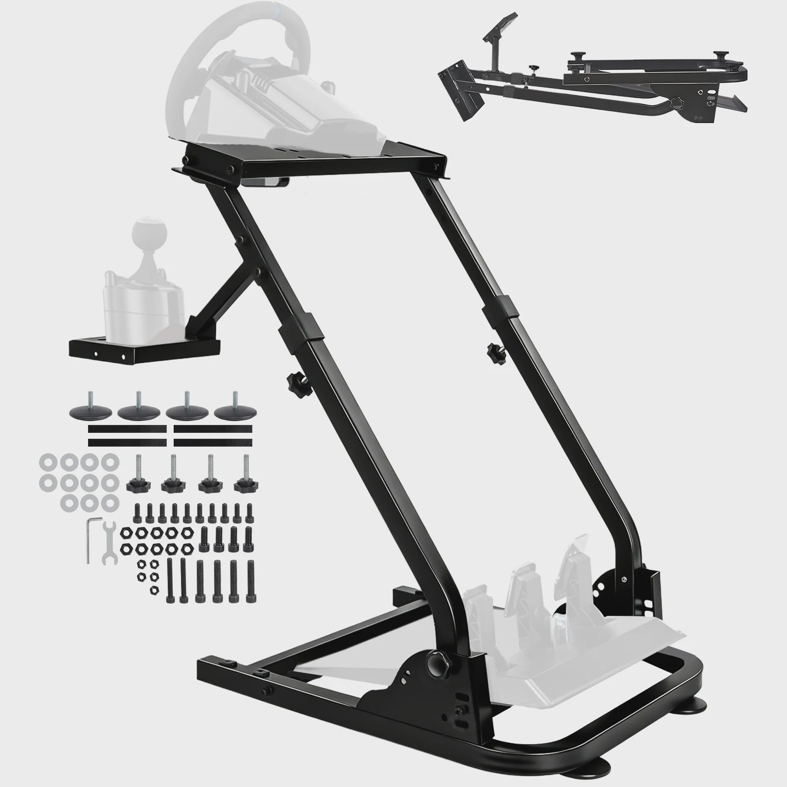 Opvouwbare Racing Wheel Stand van Carbon Staal met Shifter Mount - Compatibel met Logitech & Thrustmaster