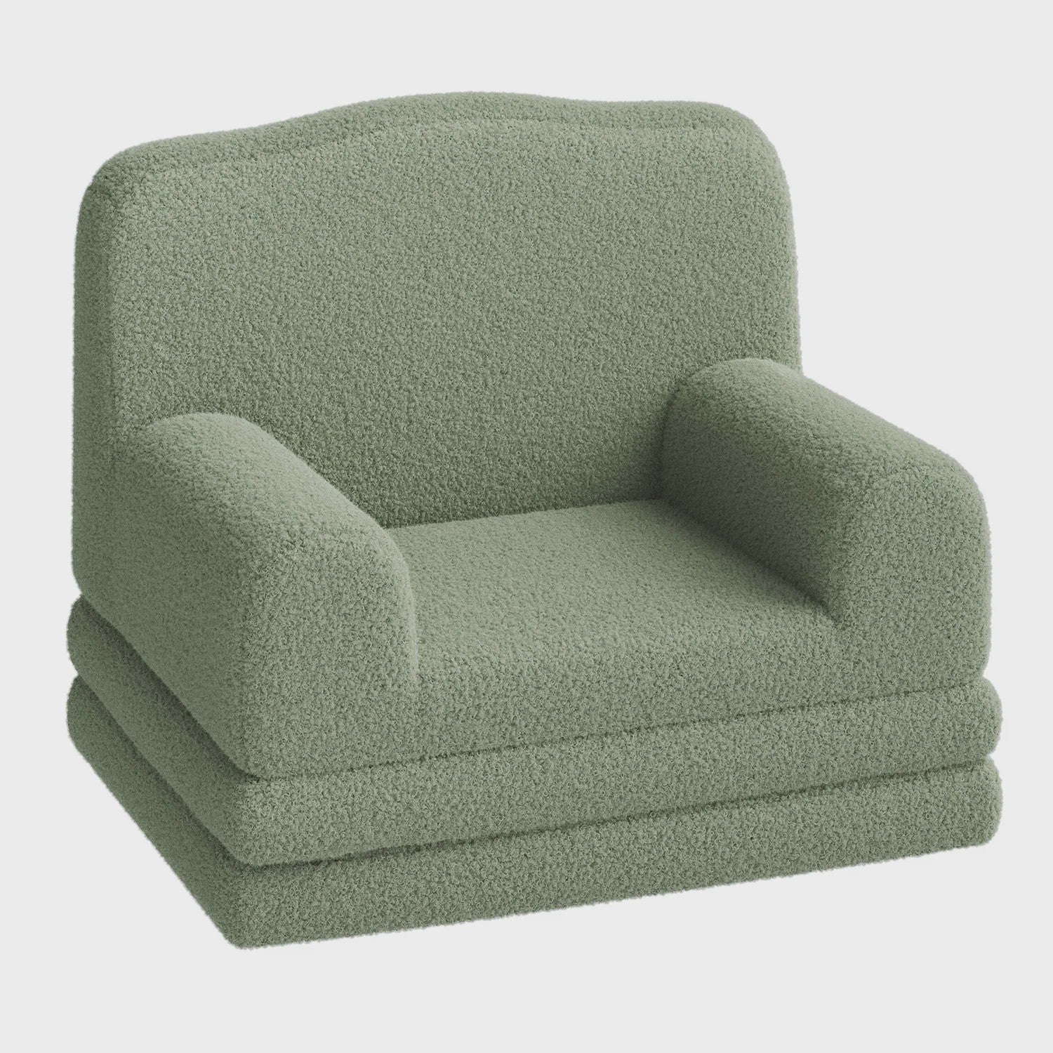 Kinderfauteuil omklapbaar tot slaapbank - Zachte Sherpa stof, Kroon design