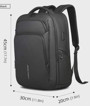 Multifunctionele Zakenrugzak voor Heren - Waterdicht, 17.3" Laptopvak & USB Oplaadpoort - Ideaal voor Werk & Reizen
