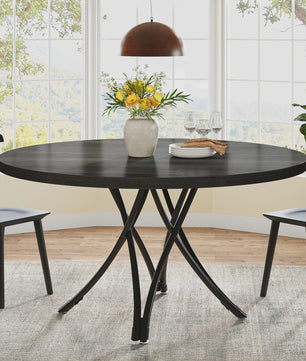 Ronde Eettafel 4-6 Personen - 47-Inch Industriële Farmhouse Stijl