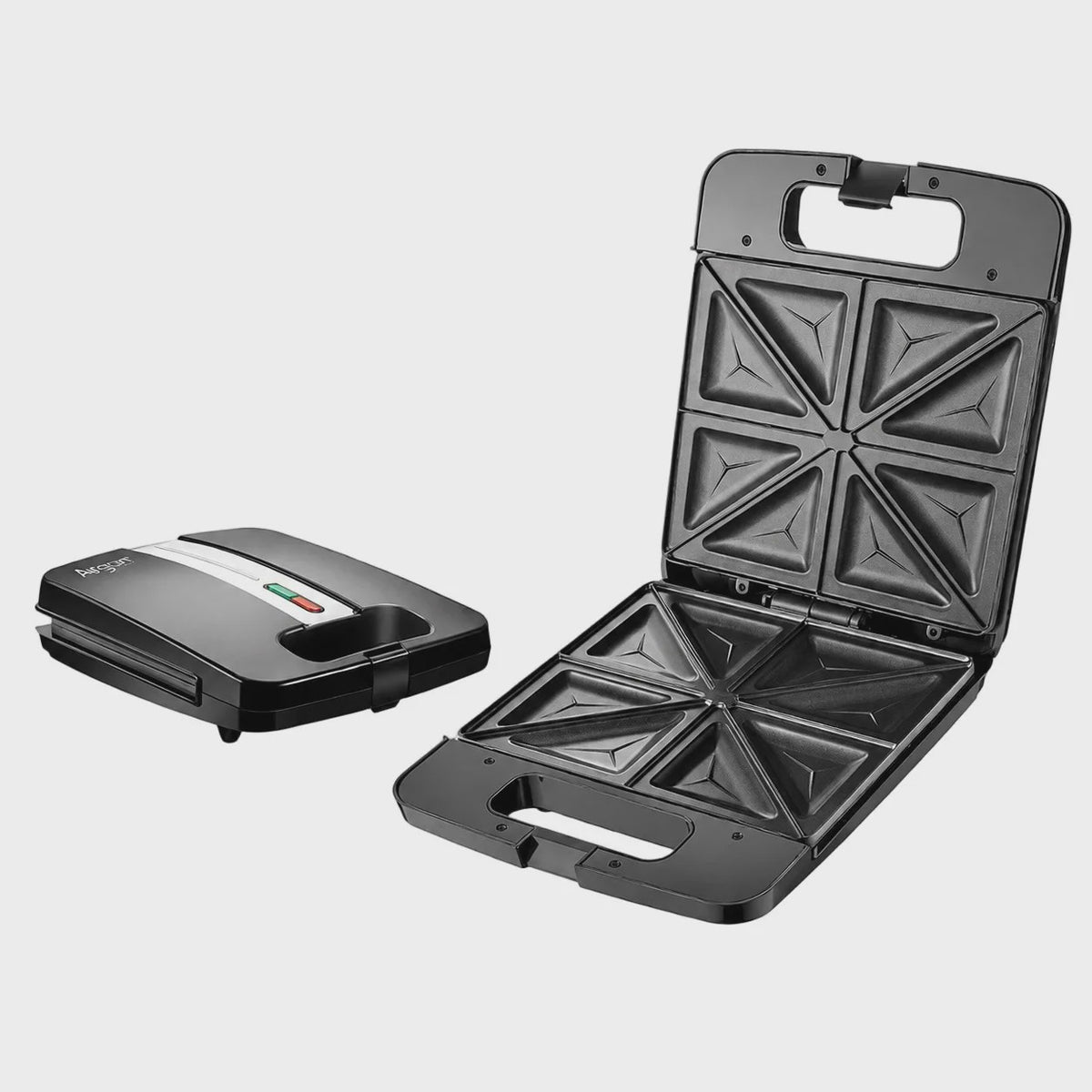 Zwarte Sandwichmaker 1400W - 4 Sandwiches, Dubbelzijdig Verwarmen, Anti-aanbakplaten