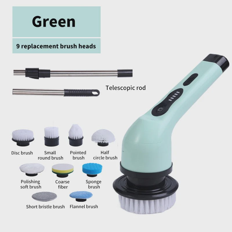 Elektrische Schoonmaakborstel 9-in-1: Krachtige Spin Scrubber voor Huis en Keuken