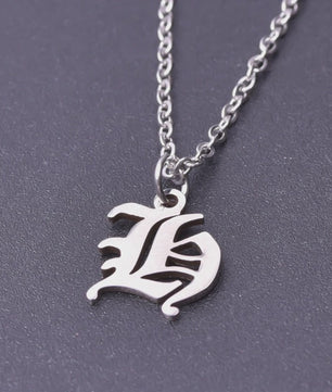 RVS Initiaal Ketting met Oude Engelse Letterhanger - 26 Letters, Perfect voor Hem, Haar of als Koppelkado