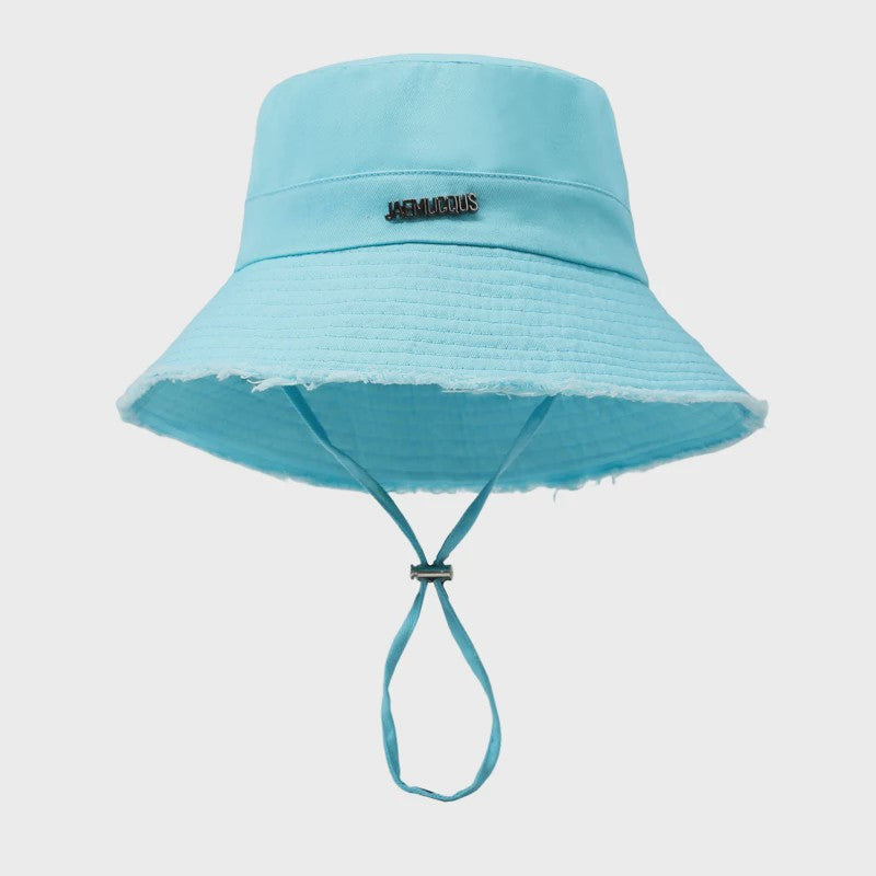 Zomerse Denim Fisherman Hat met Grote Rand en Koord - UV Bescherming voor Dames & Heren