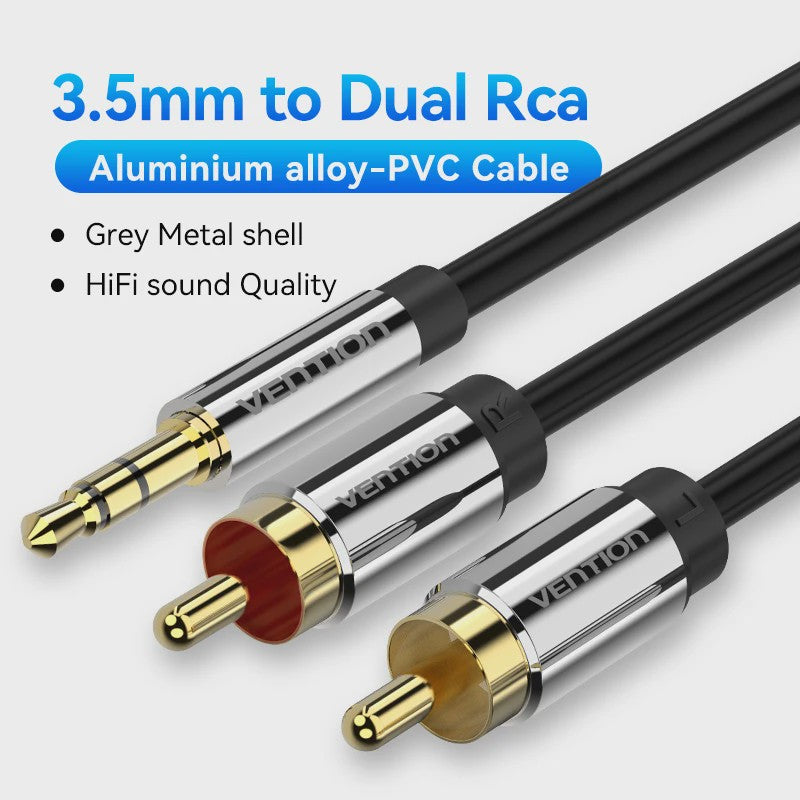 Vention 3.5mm Jack naar 2 RCA Audiokabel - HiFi Stereo AUX Kabel voor Home Theater & Versterkers