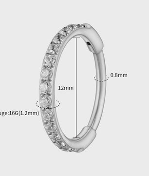 Chique Titanium Huggie Hoop Oorbel met Zirkonia - 16G Piercing Sieraden