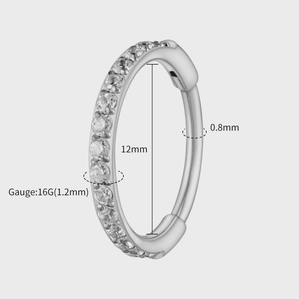 Chique Titanium Huggie Hoop Oorbel met Zirkonia - 16G Piercing Sieraden