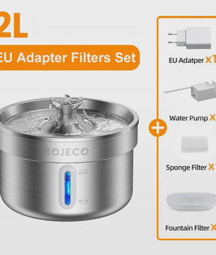 ROJECO Roestvrijstalen Automatische Drinkfontein voor Huisdieren - Slimme Waterdispenser