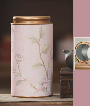 Decoratieve Theeblik met Bloemenprint - Afsluitbare Opbergbus voor Thee