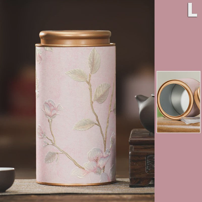 Decoratieve Theeblik met Bloemenprint - Afsluitbare Opbergbus voor Thee
