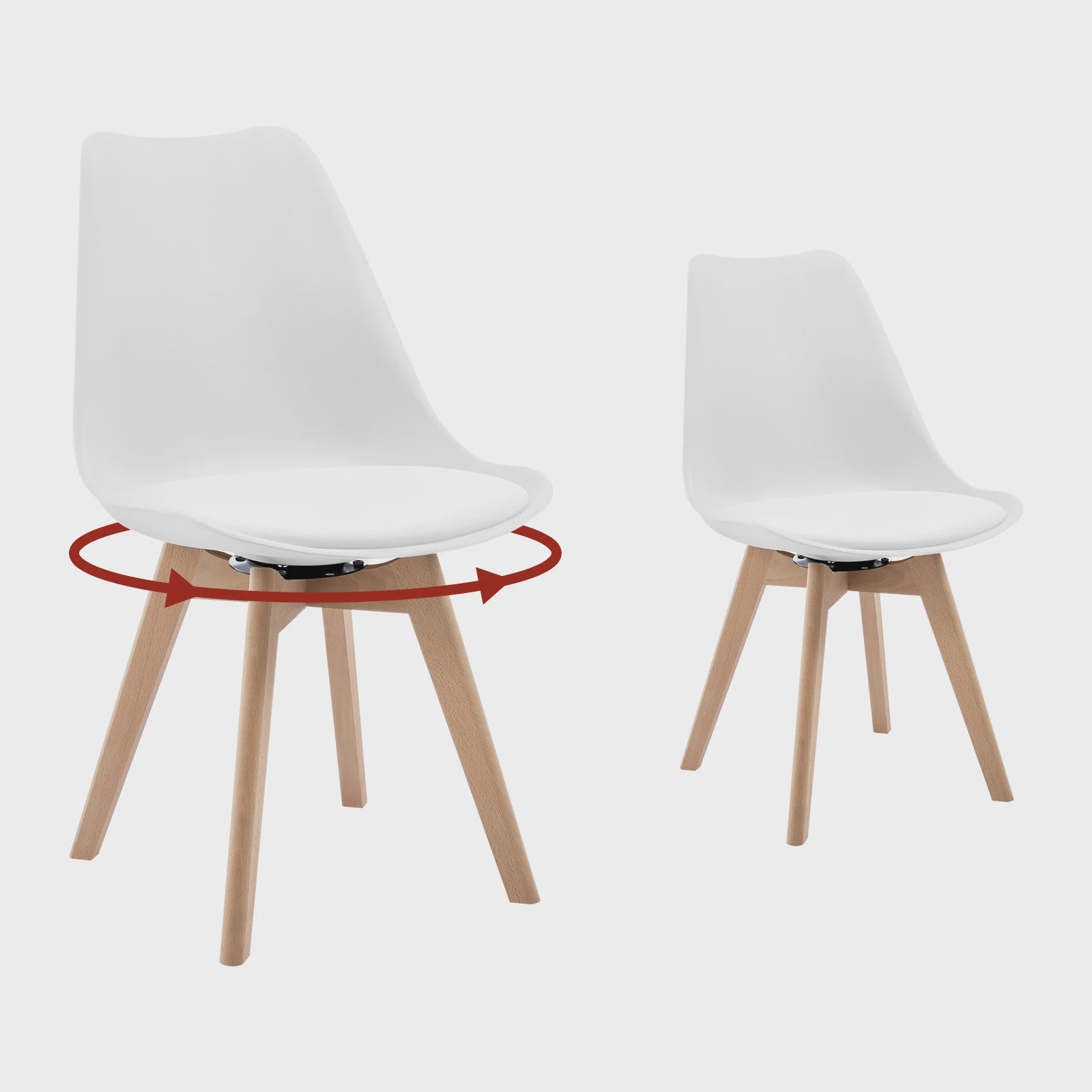 Set van 2 Ergonomische Draaistoelen 360° - Stijlvolle eetkamerstoelen met comfortabele zitting