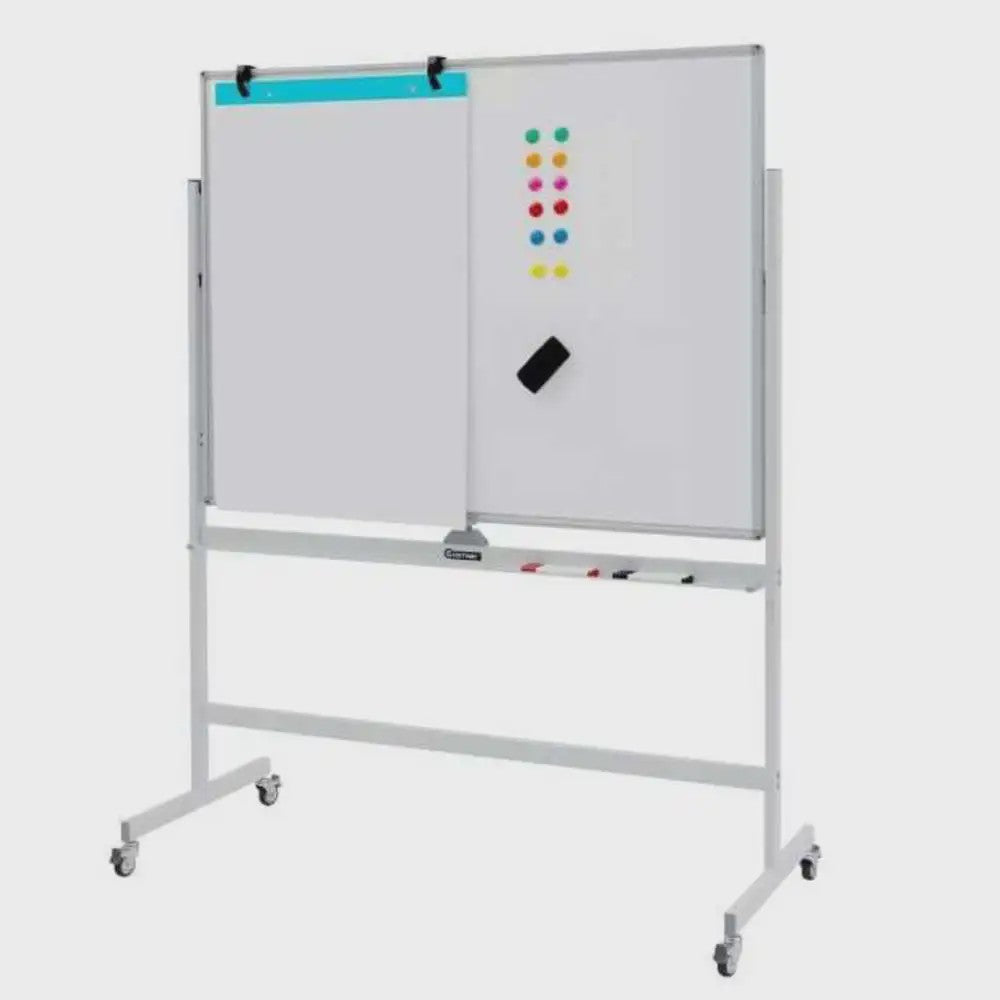 Verrijdbaar Dubbelzijdig Magnetisch Whiteboard 160-180cm Hoogte Verstelbaar met Wielen en Rem