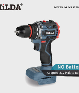 HILDA 21V Accuboormachine - 25+3 Koppelstanden, Draadloos & Makita Compatibel