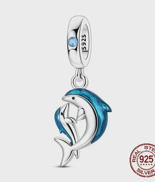 925 Sterling Zilveren Bedel Set: Dolfijn, Zeepaardje & Octopus - Blauw - DIY Armband Sieraden