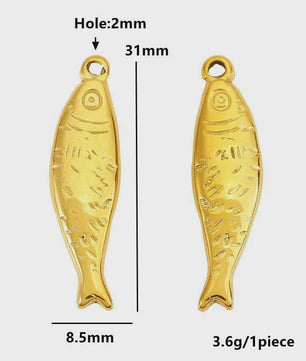 Set van 4 Gouden Bedeltjes: Zon, Hart, Schelp, Vis & Cactus - Roestvrij Staal 18k Goud PVD - DIY Sieraden Maken