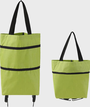 2-in-1 Opvouwbare Boodschappentrolley met Wielen - Handige Draagtas