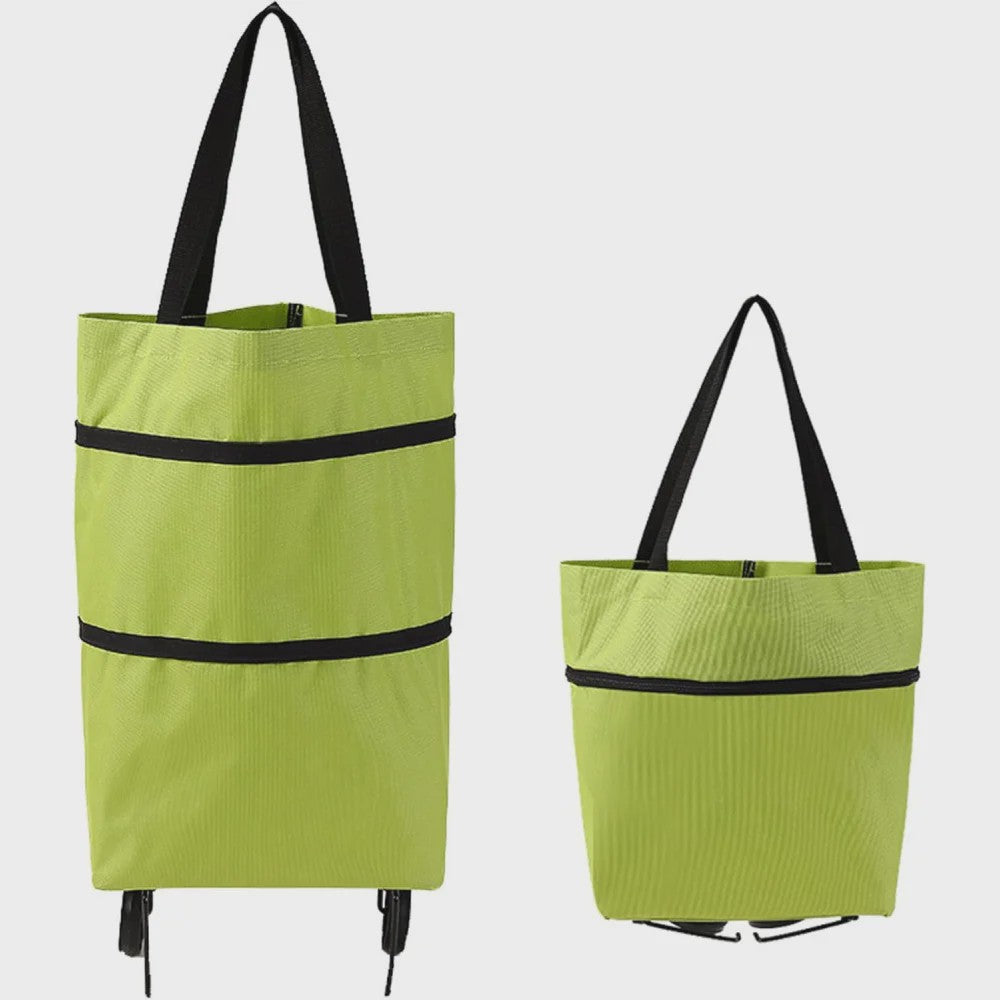 2-in-1 Opvouwbare Boodschappentrolley met Wielen - Handige Draagtas