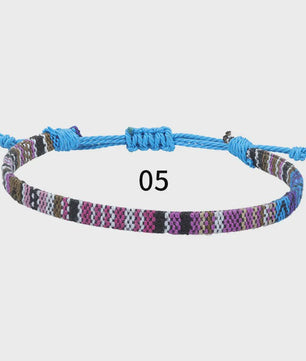 Handgemaakte Boho Anklet Armband - Geweven Stof, Verstelbaar, Beach & Ethnic Stijl