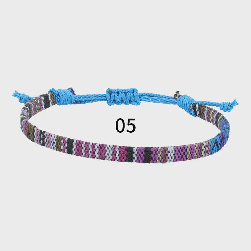 Handgemaakte Boho Anklet Armband - Geweven Stof, Verstelbaar, Beach & Ethnic Stijl