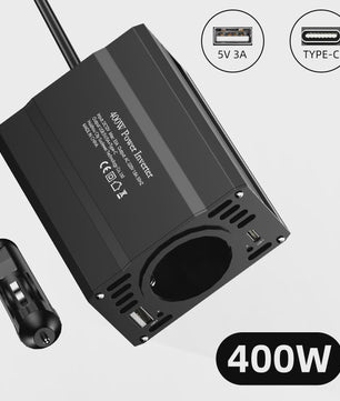 Krachtige 400W/500W/1500W Auto Omvormer: DC 12V naar AC 220V met 3x USB 2.0 en 1x USB QC3.0