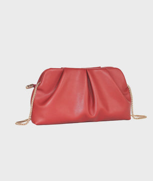 Luxe Plissé Avondtas met Gouden Ketting - Clutch & Schoudertas voor Feestelijke Gelegenheden